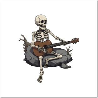 Skeleton Playing Guitar Posters and Art